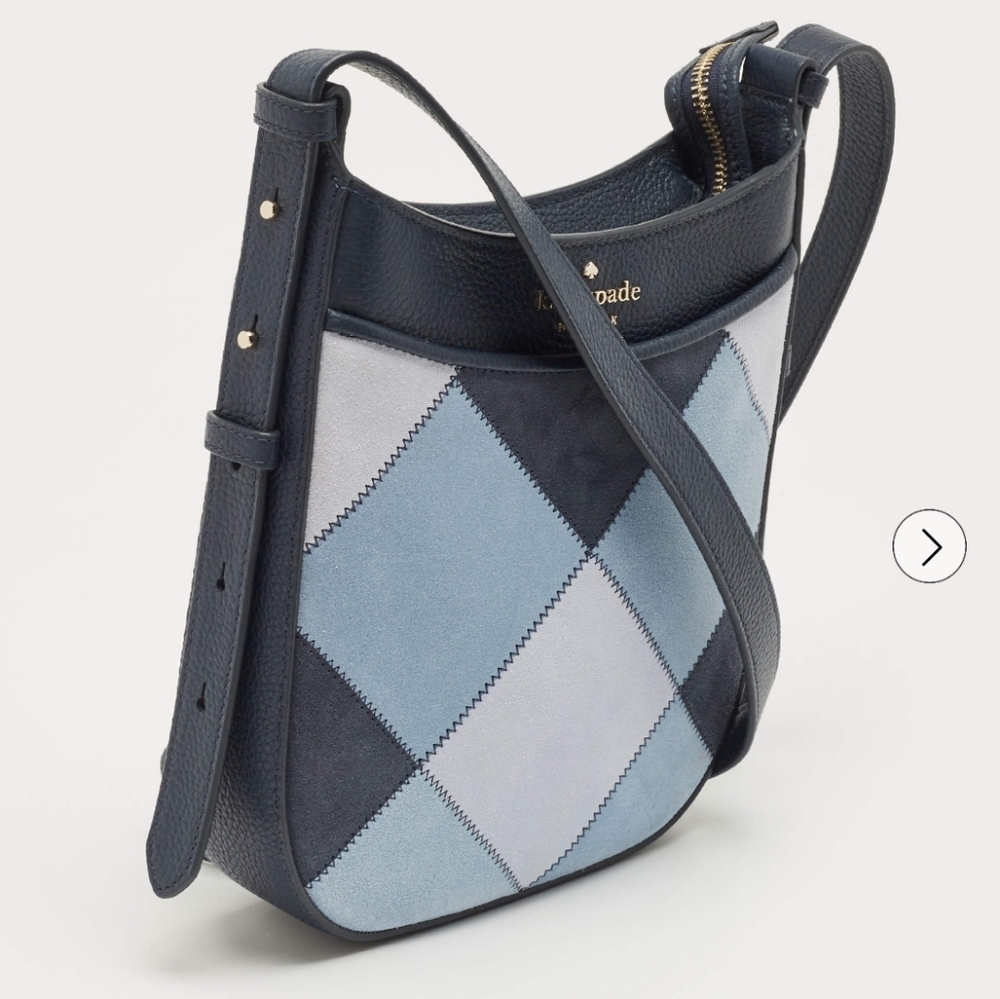 Kate Spade, North South Crossbody Bag, Patchwork Suede, Blazer Blue‎ - Picture 10 of 12